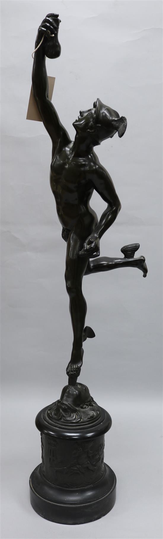 A bronze figure of Mercury after Giambologna